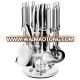 13 Piece Kitchen Stainless Steel Cooking Tool Utensils with Knife Set Sharpener and Rotating Display Stand