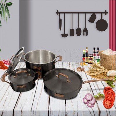 High Quality Tri-Ply Stainless Steel Cookware Set Induction Hot Pot Cooking Pot and Pans